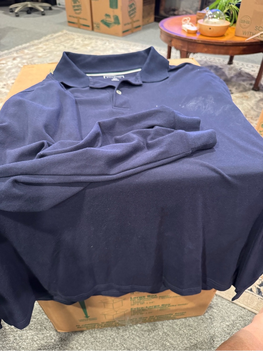 Club Room Men's Navy Long-Sleeve Polo